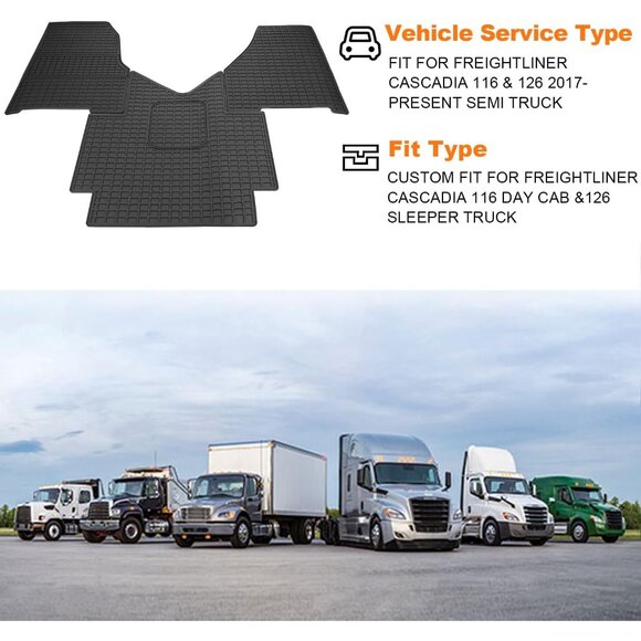 Floor Mats fit for Freightliner Cascadia 2018-2023 | Heavy Duty Truck Floor Rubb - Picture 2 of 7